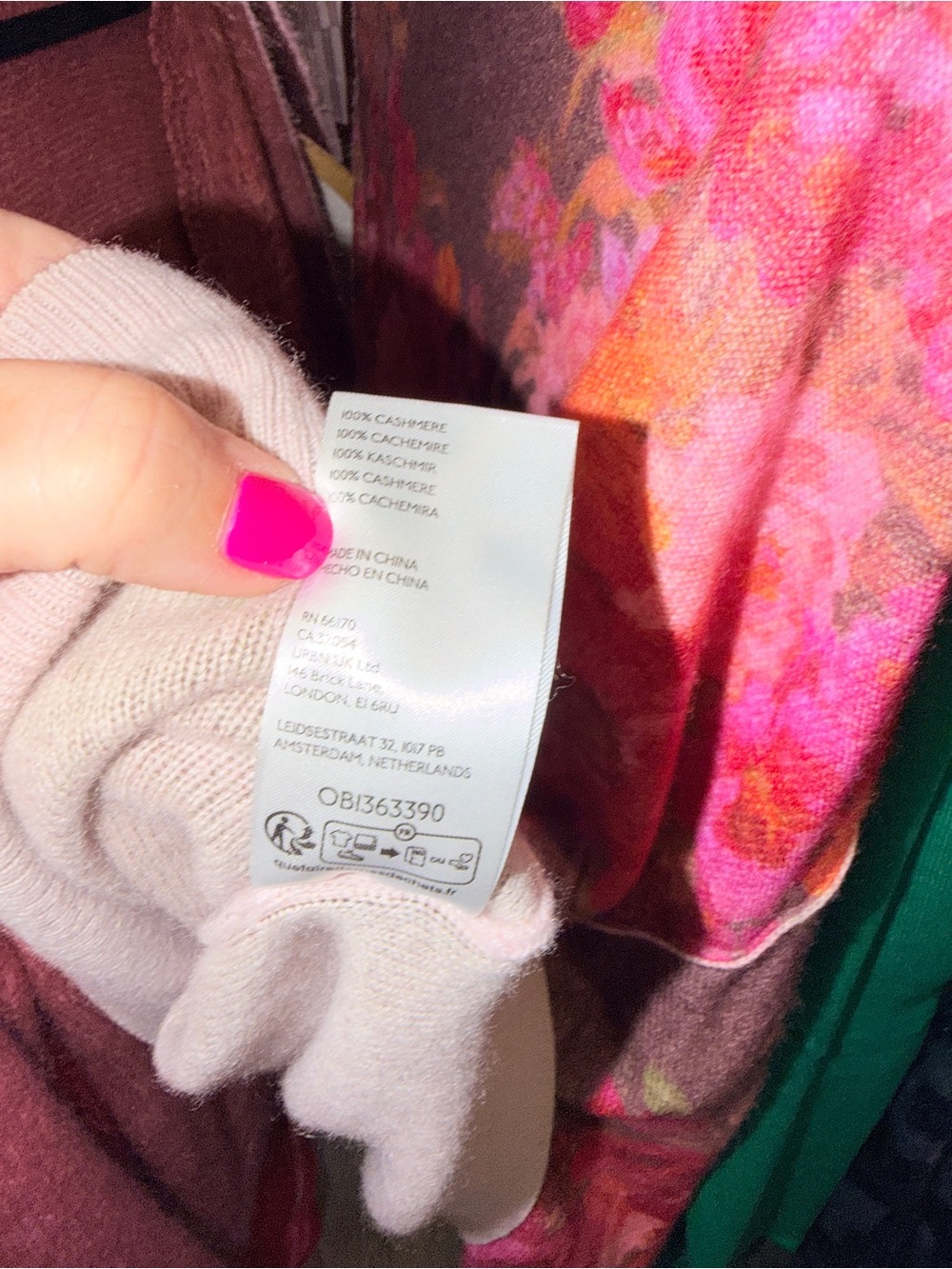 Pilcro Floral Print Brown & Pink Cashmere Crewneck Sweater - Picture 6 of 6